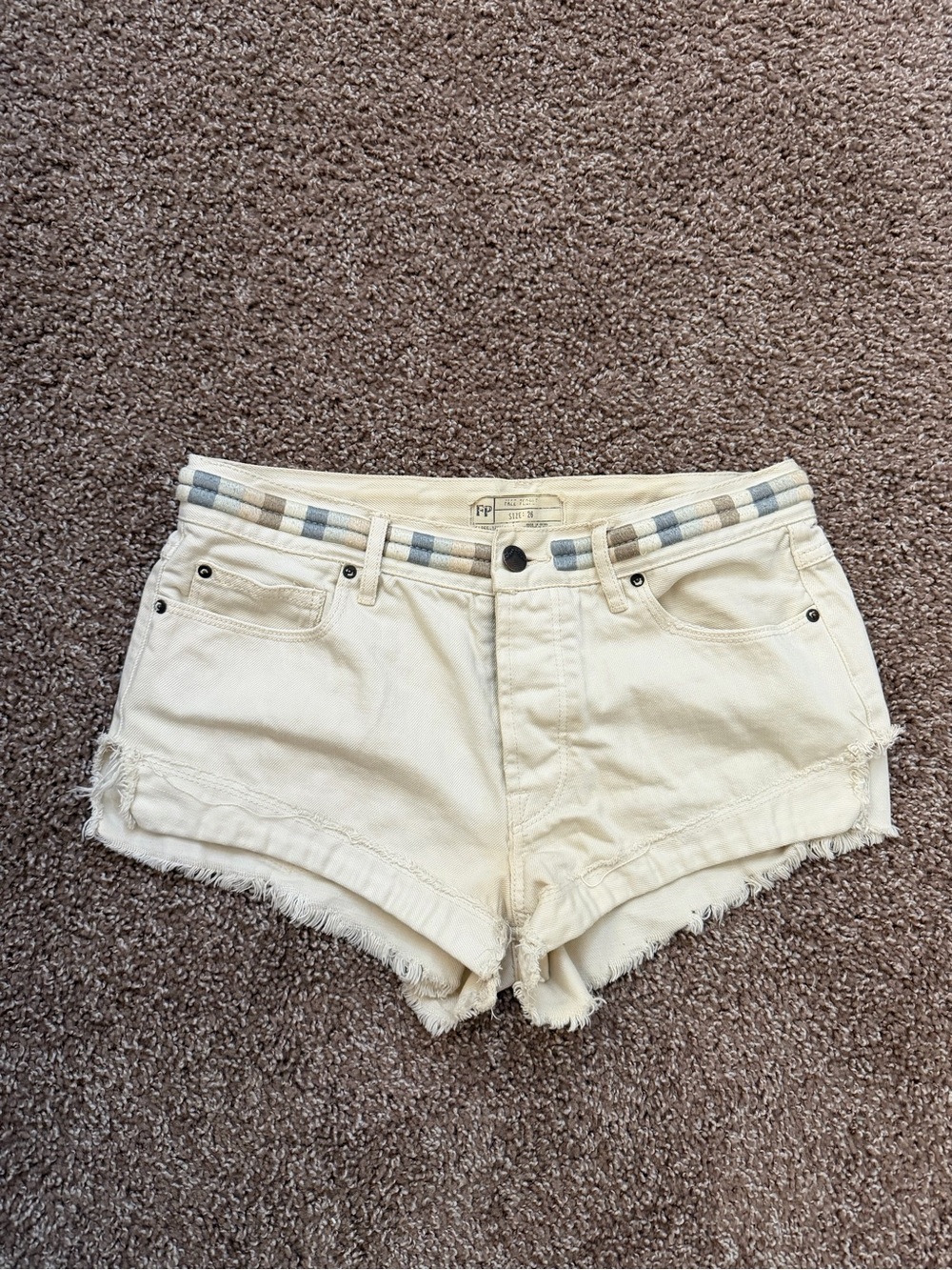 Free People High-Rise Frayed Hem Denim Shorts